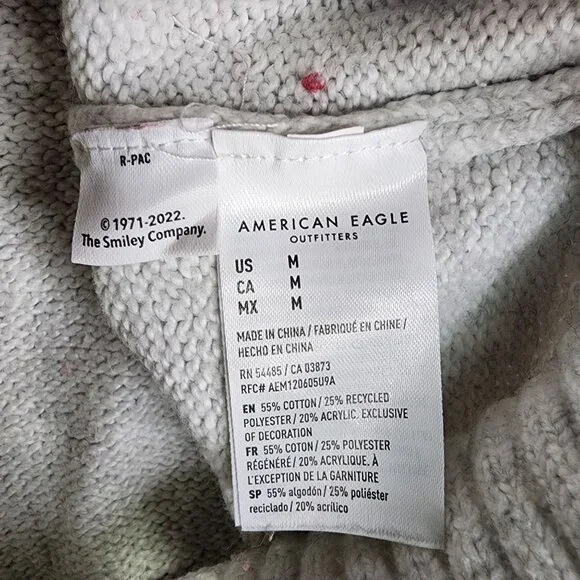 Womens White Red American Eagle Knit Sweater Retro Mock Neck Long Sleeve Size M - Picture 8 of 12